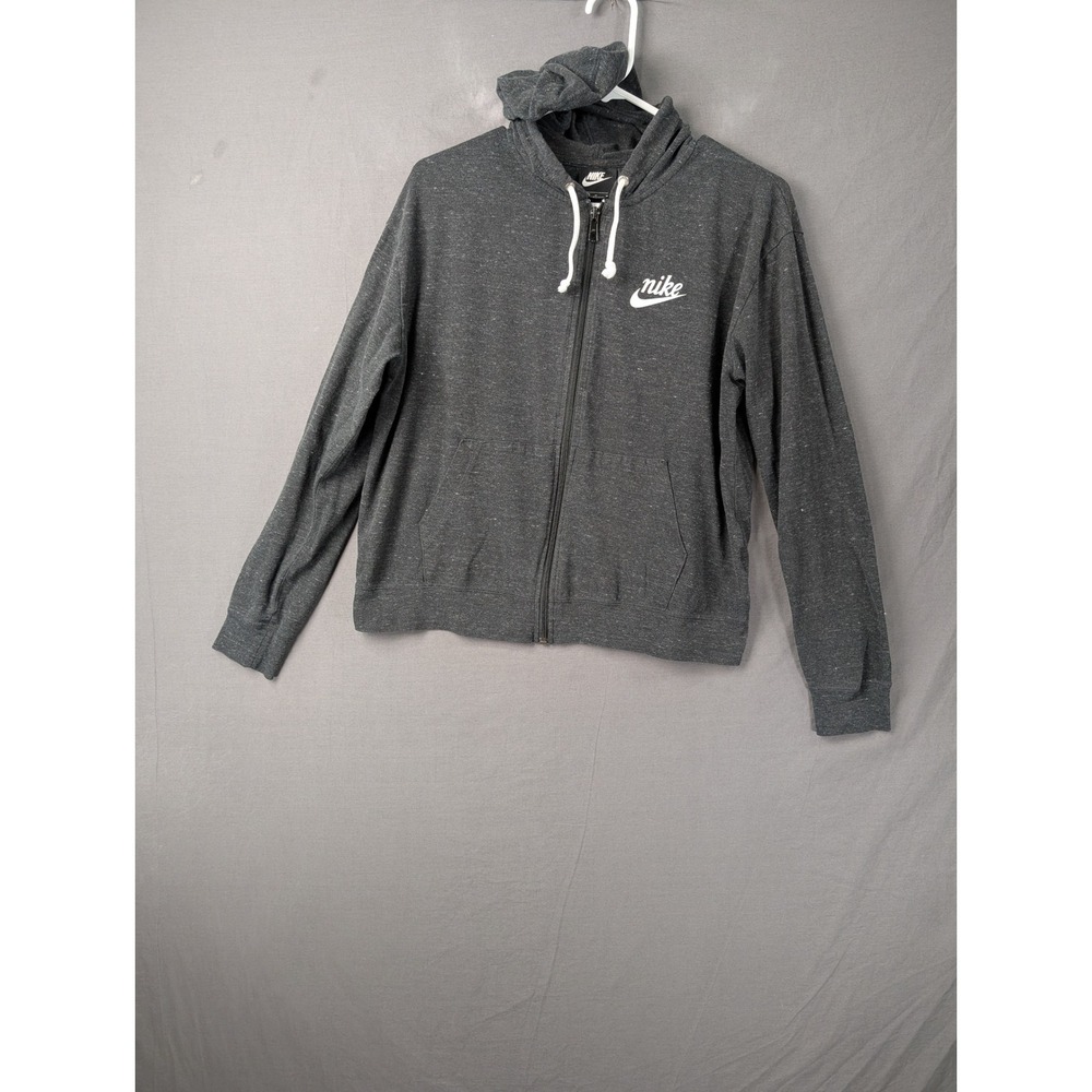 Nike Womens Sportswear Gym Vintage Full Zip Hoodie Charcoal Gray CJ1694-010 M